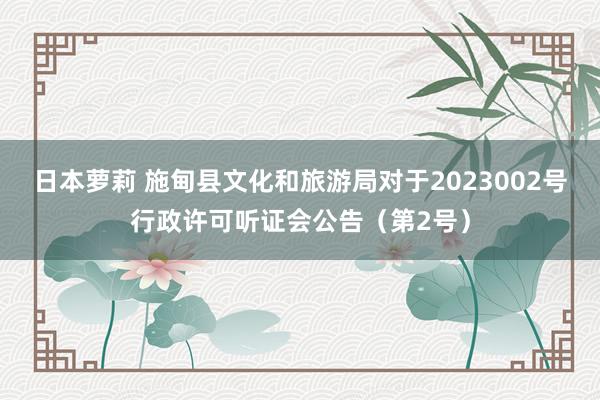 日本萝莉 施甸县文化和旅游局对于2023002号行政许可听证会公告（第2号）